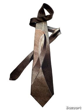 Abstract Axis 100% Silk neck tie shades of brown retro